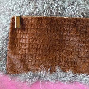 August Calf Hair Brown Clutch